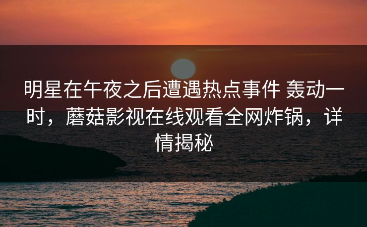 明星在午夜之后遭遇热点事件 轰动一时，蘑菇影视在线观看全网炸锅，详情揭秘
